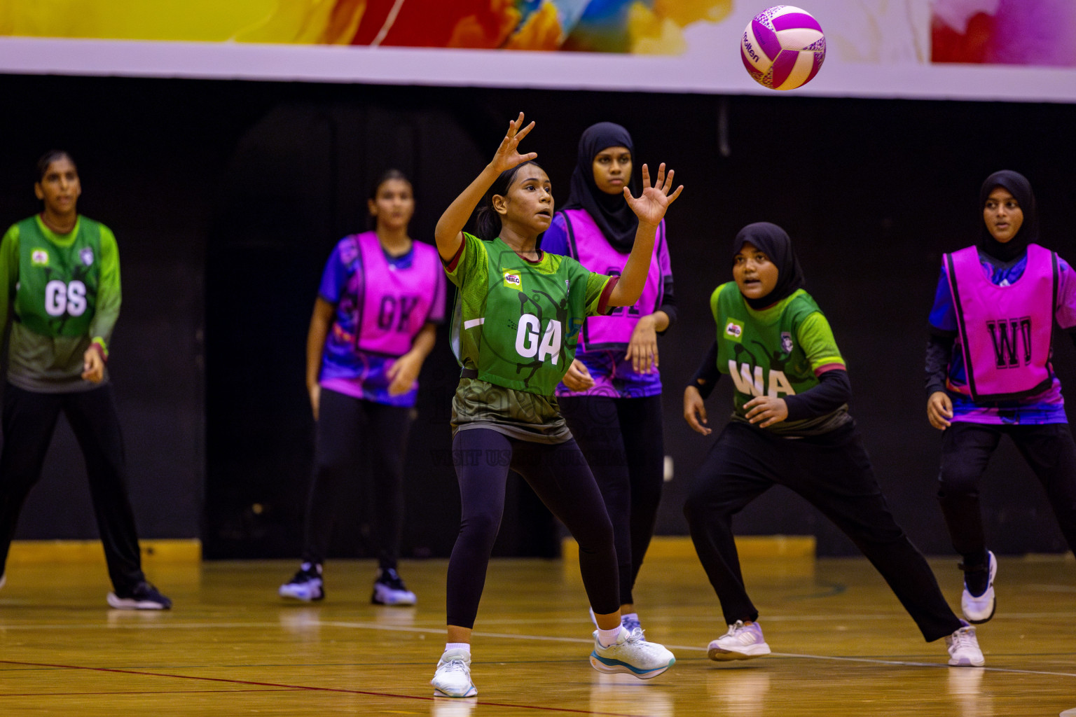 N Sports Acamdemy A vs Fiontti Sports Club in Day 3 of 3rd Netball Junior Championship, held at Social Center on Tuesday, 21st January 2025 . Photos: Nausham Waheed / images.mv