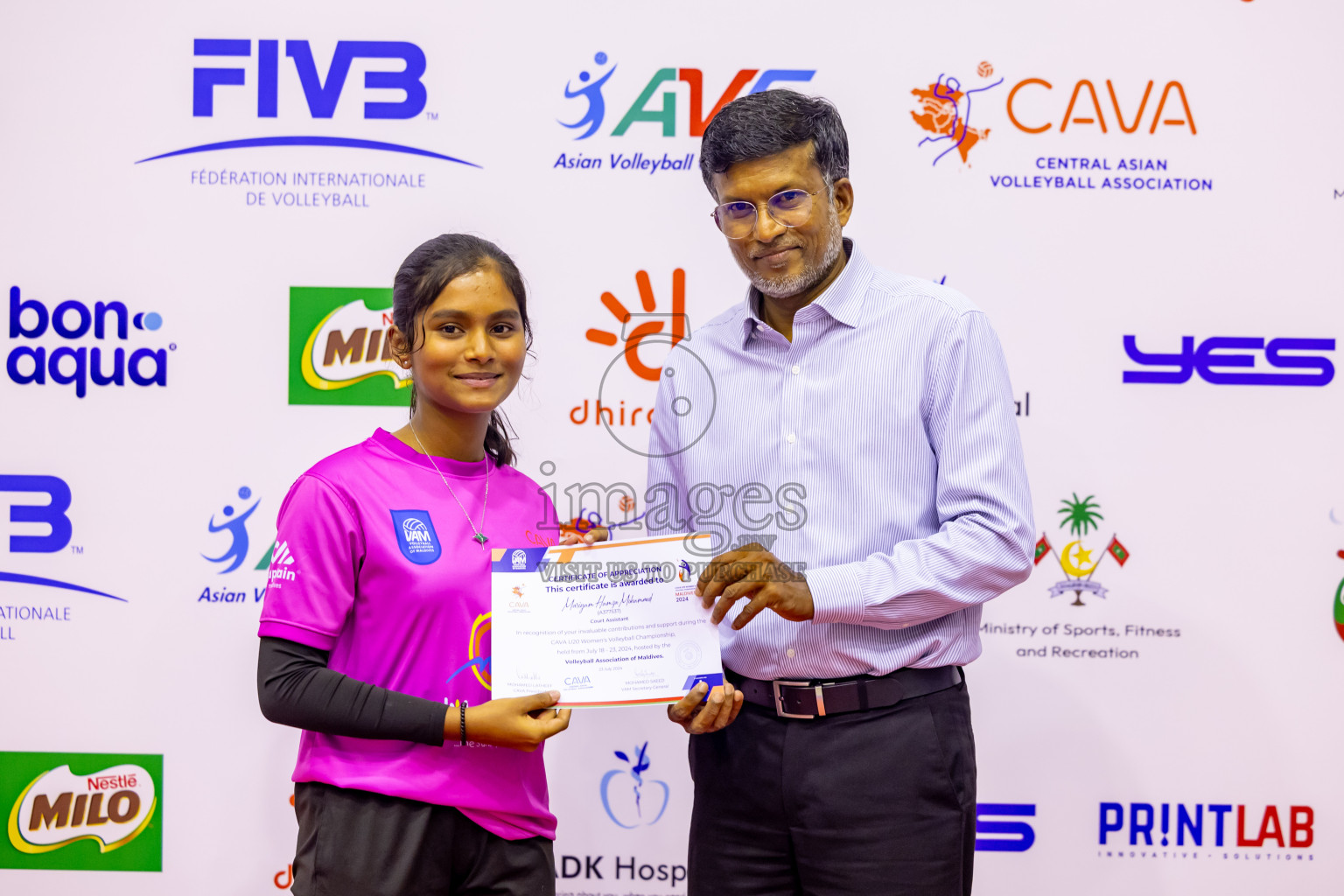 Sri Lanka vs Maldives in Semi Final of CAVA U20 Woman's Volleyball Championship 2024 was held in Social Center, Male', Maldives on 22nd July 2024. Photos: Nausham Waheed / images.mv