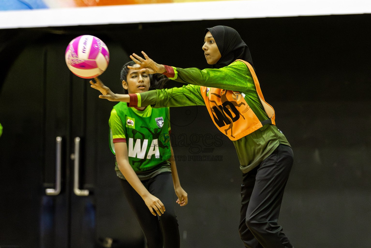 FIONTI A team vs Fionti SC in Day 5 of 3rd Netball Junior Championship, held at Social Center on Thursday 23rd January 2025 . Photos: Shuu Abdul Sattar / images.mv