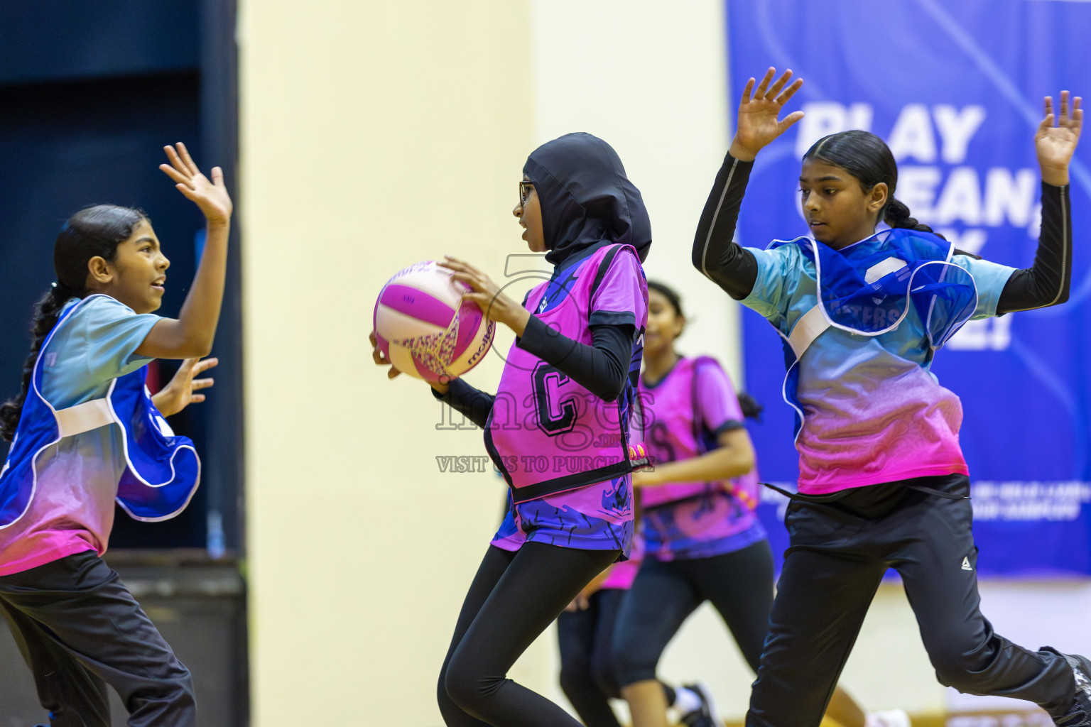 Netkids vs N sports Academy in Day 3 of 3rd Netball Junior Championship, held at Social Center on Wednesday 22nd January 2025 . Photos: Shuu Abdul Sattar / images.mv