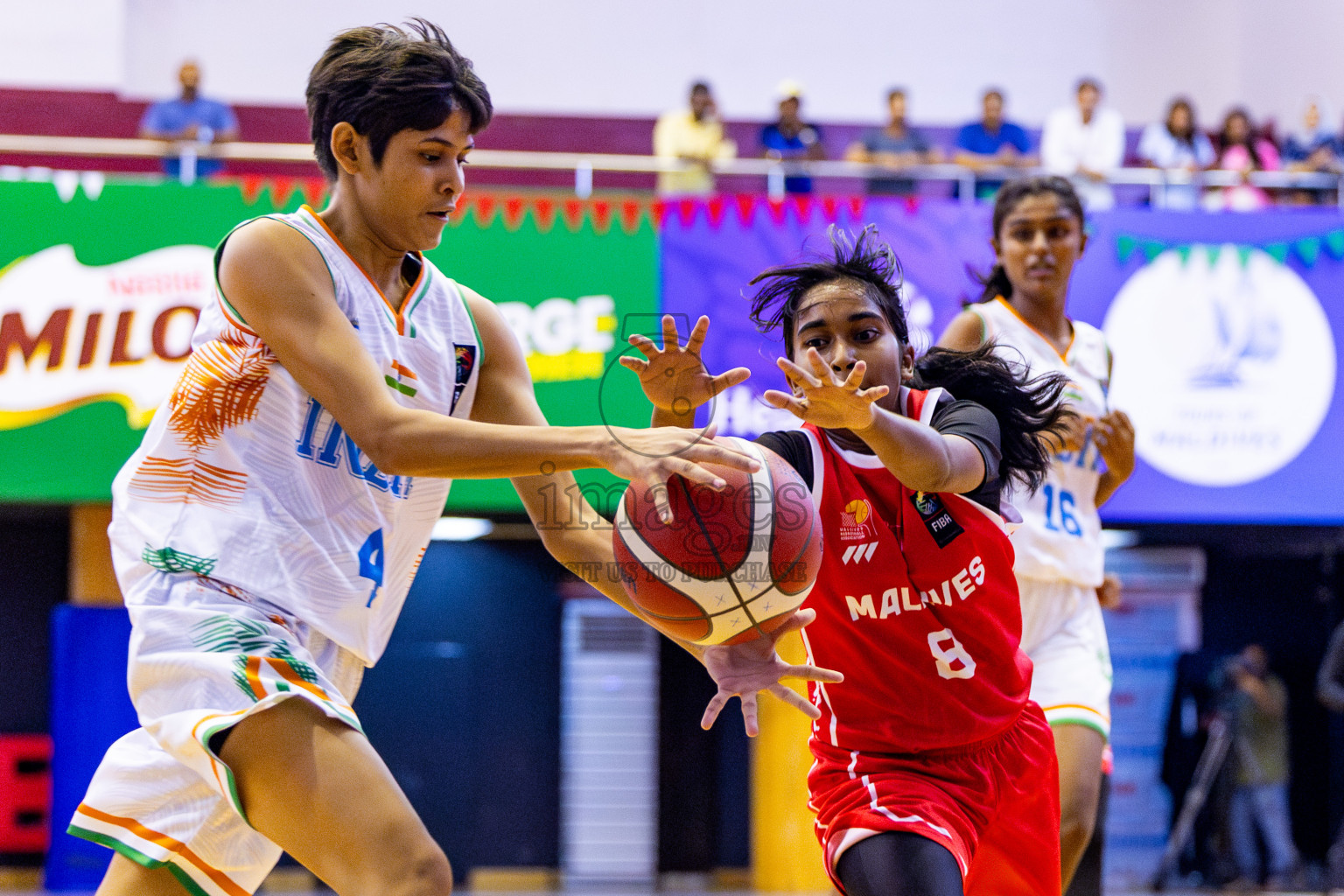 Maldives vs India in Day 3 of Under 16 Woman's Asian Cup SABA Qualifiers 2025 was held in Social Center, Male', Maldives on Saturday, 14th June 2025. Photos: Nausham Waheed / images.mv
