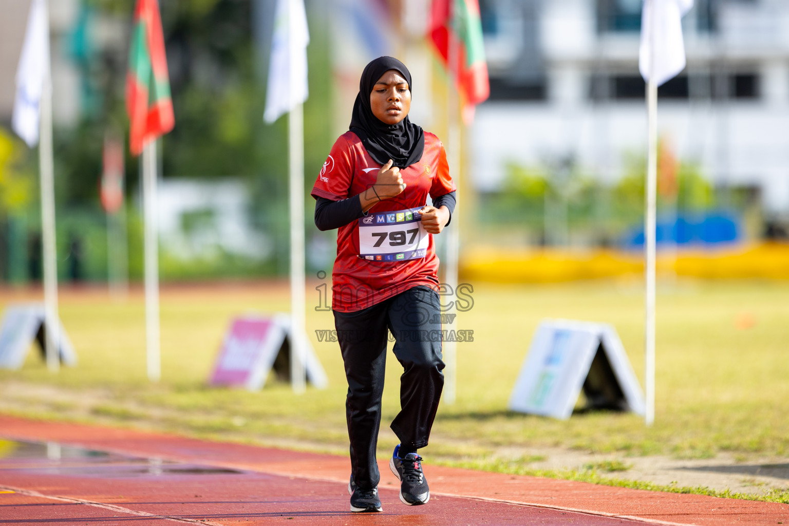 Day 1 of MWSC Interschool Athletics Championships 2024 held in Hulhumale Running Track, Hulhumale, Maldives on Saturday, 9th November 2024. 
Photos by: Ismail Thoriq / images.mv