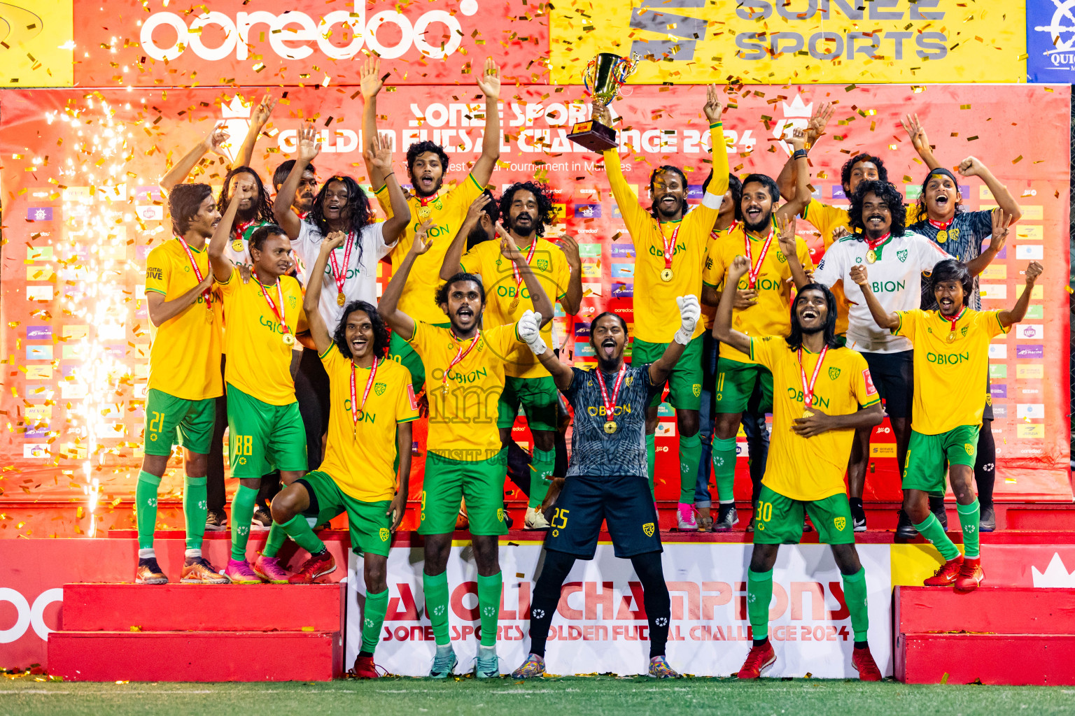 GDh Vaadhoo vs GDh Thinadhoo in Day 27 of Golden Futsal Challenge 2024 was held on Saturday , 10th February 2024 in Hulhumale', Maldives Photos: Nausham Waheed / images.mv