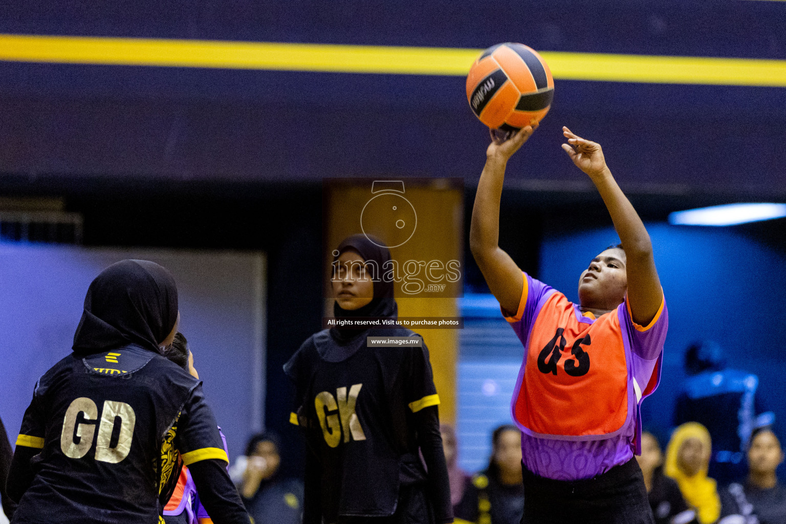 Day 9 of 24th Interschool Netball Tournament 2023 was held in Social Center, Male', Maldives on 4th November 2023. Photos: Hassan Simah / images.mv