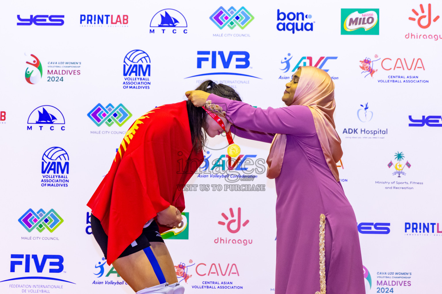 Kyrgyzstan vs Sri Lanka in Final of CAVA U20 Woman's Volleyball Championship 2024 was held in Social Center, Male', Maldives on 23rd July 2024. Photos: Nausham Waheed / images.mv