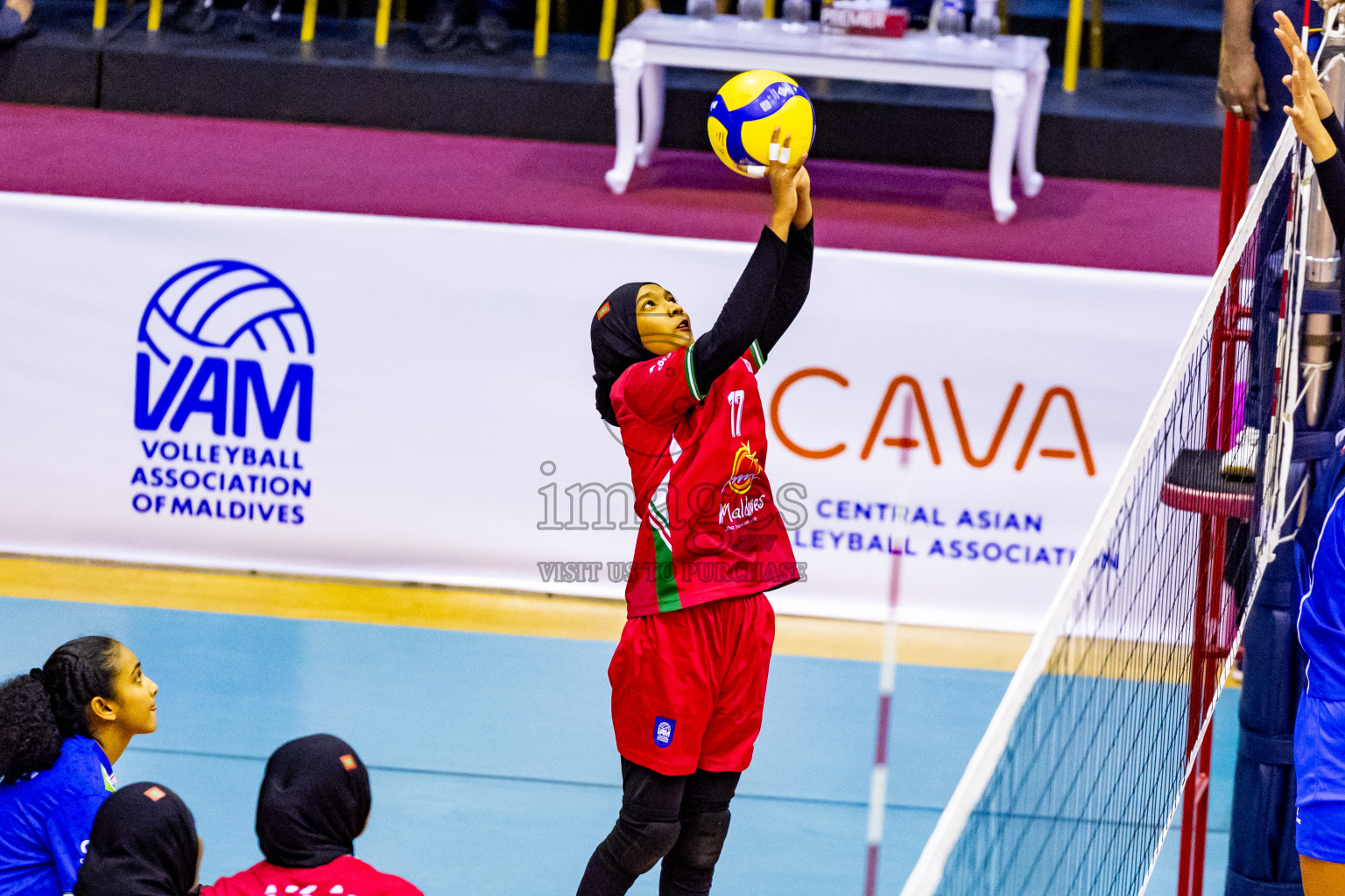 Nepal vs Maldives in Day 3 of CAVA U20 Woman's Volleyball Championship 2024 was held in Social Center, Male', Maldives on 20th July 2024. Photos: Nausham Waheed / images.mv