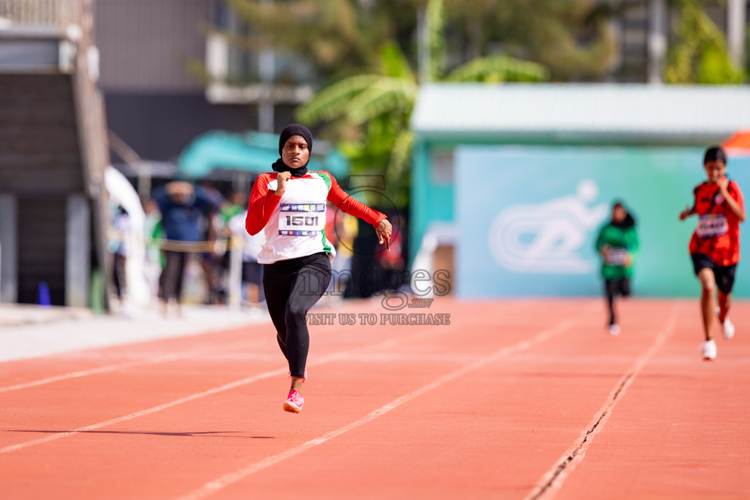 Day 3 of MWSC Interschool Athletics Championships 2024 held in Hulhumale Running Track, Hulhumale, Maldives on Monday, 11th November 2024. 
Photos by: Hassan Simah / Images.mv