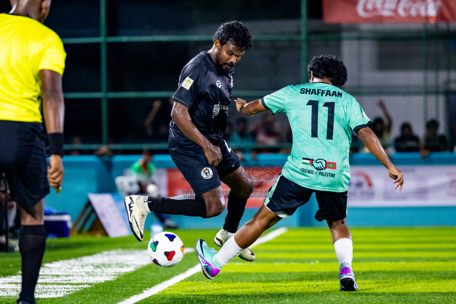 Much Black vs Naalaafushi YC in Day 1 of Laamehi Dhiggaru Ekuveri Futsal Challenge 2024 was held on Friday, 26th July 2024, at Dhiggaru Futsal Ground, Dhiggaru, Maldives Photos: Nausham Waheed / images.mv