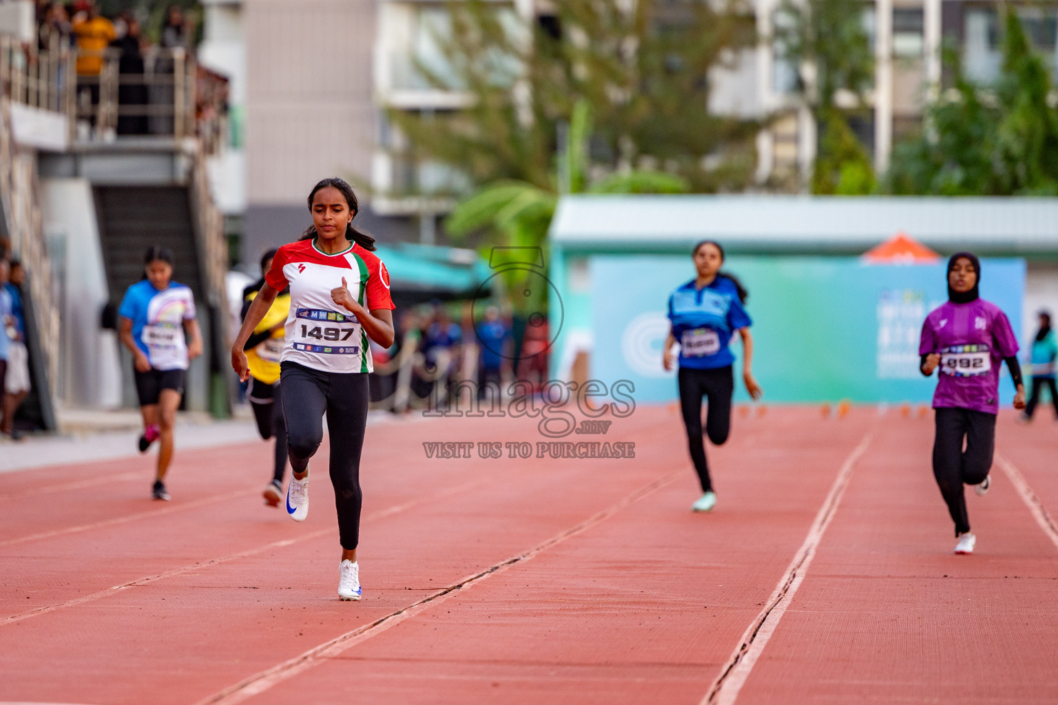 Day 1 of MWSC Interschool Athletics Championships 2024 held in Hulhumale Running Track, Hulhumale, Maldives on Saturday, 9th November 2024. 
Photos by: Hassan Simah / Images.mv