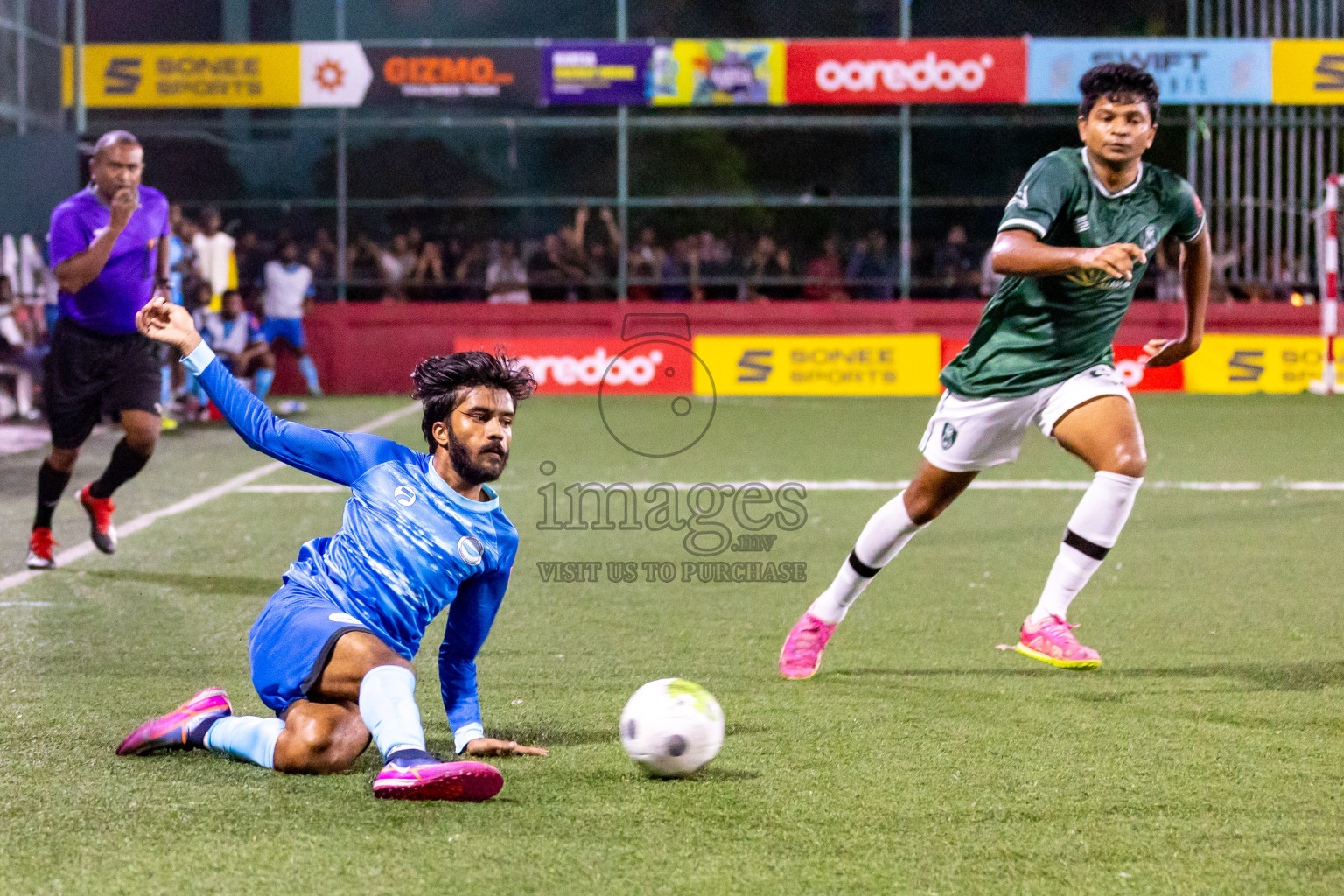 N Miladhoo vs N Maafaru in Day 6 of Golden Futsal Challenge 2024 was held on Saturday, 20th January 2024, in Hulhumale', Maldives Photos: Hassan Simah / images.mv