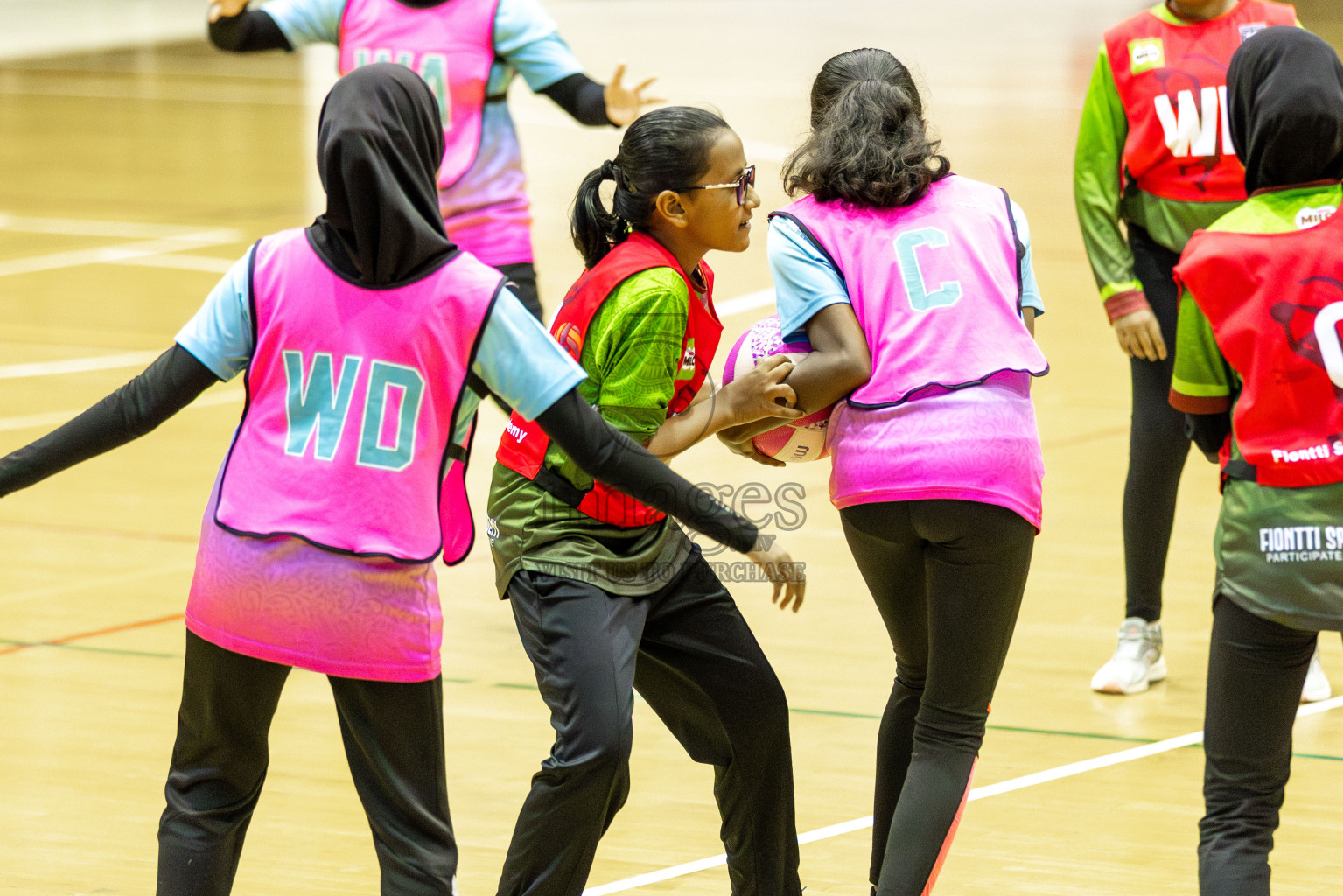 Netkids C vs Fionti Academy A in Day 5 of 3rd Netball Junior Championship, held at Social Center on Thursday 23rd January 2025 . Photos: Shuu Abdul Sattar / images.mv