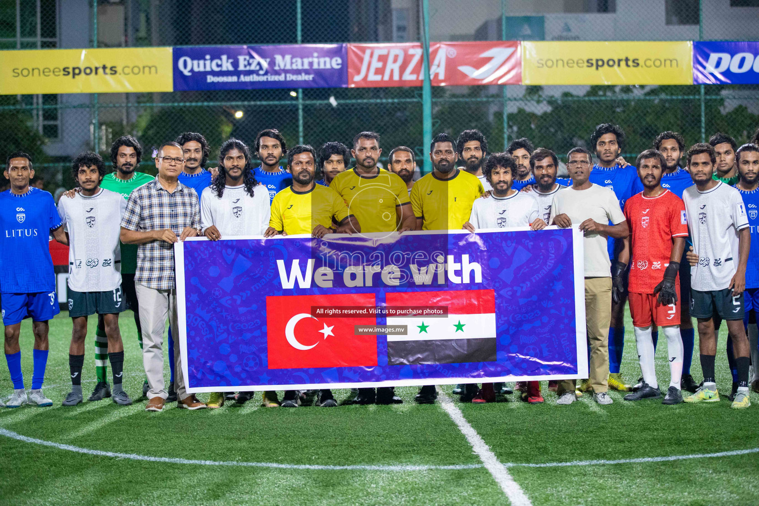 R. Meedhoo vs R. Inguraidhoo in Day 7 of Golden Futsal Challenge 2023 on 11 February 2023 in Hulhumale, Male, Maldives