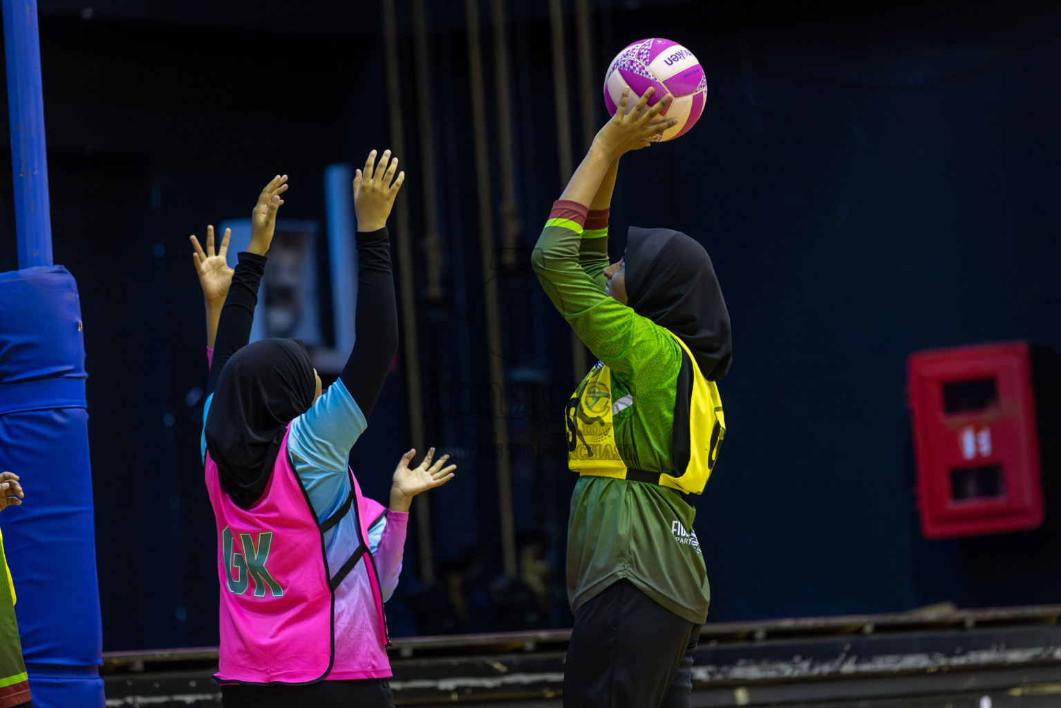 Fionti Sports Acadamy vs Netkids C in Day 3 of 3rd Netball Junior Championship, held at Social Center on Wednesday 22nd January 2025 . Photos: Shuu Abdul Sattar / images.mv