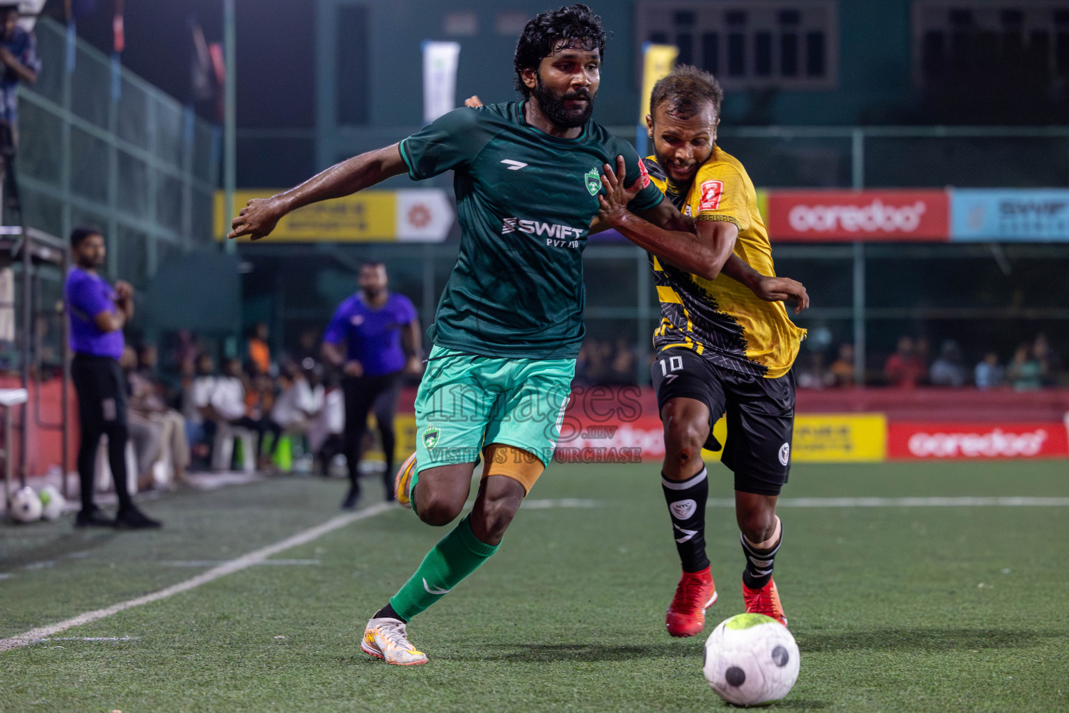 M. Naalaafushi vs M. Maduvvari in Day 28 of Golden Futsal Challenge 2024 was held on Sunday , 11th February 2024 in Hulhumale', Maldives Photos: Mohamed Mahfooz Moosa / images.mv