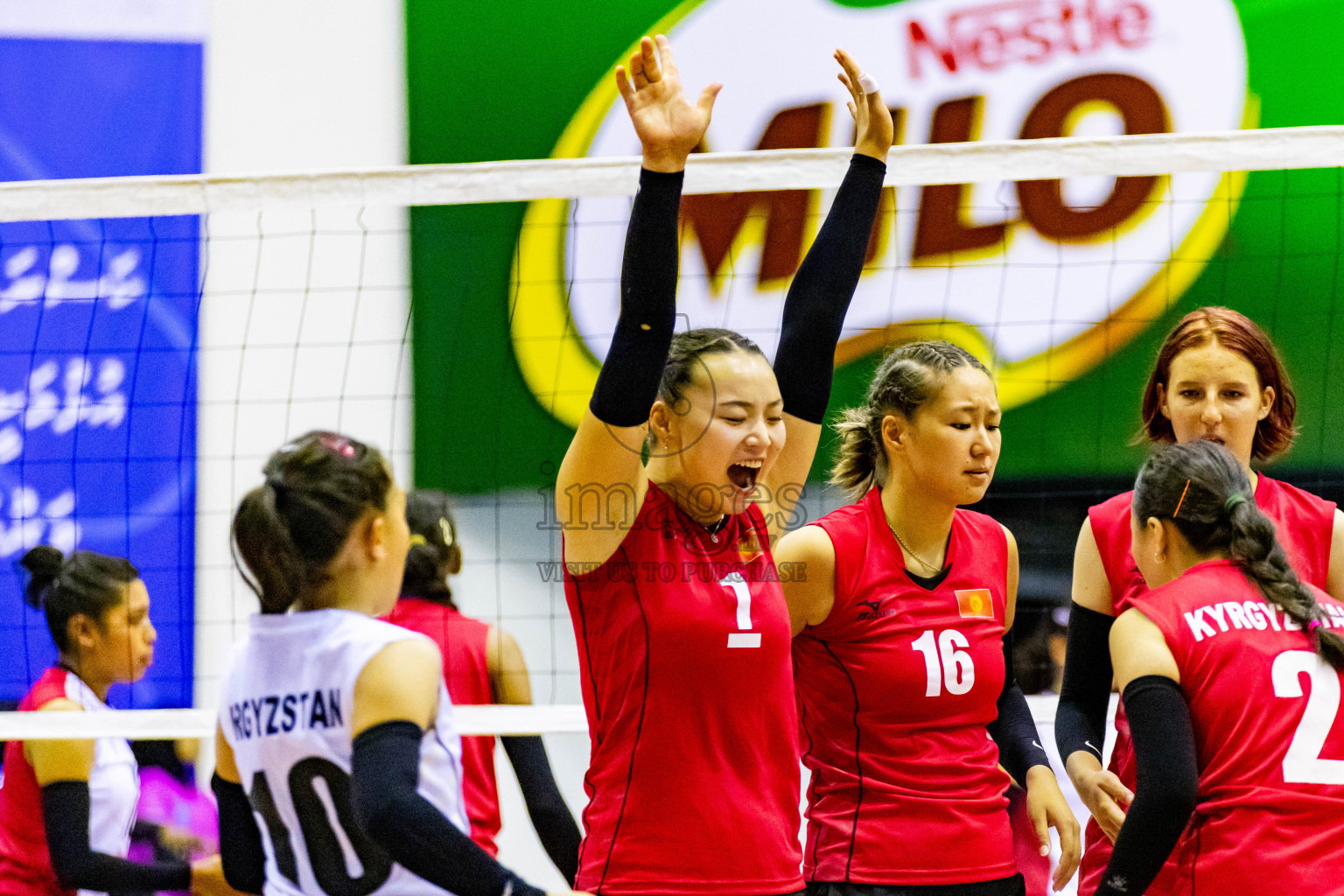 Nepal vs Kyrgyzstan in Day 2 of CAVA U20 Woman's Volleyball Championship 2024 was held in Social Center, Male', Maldives on 19th July 2024. Photos: Nausham Waheed / images.mv