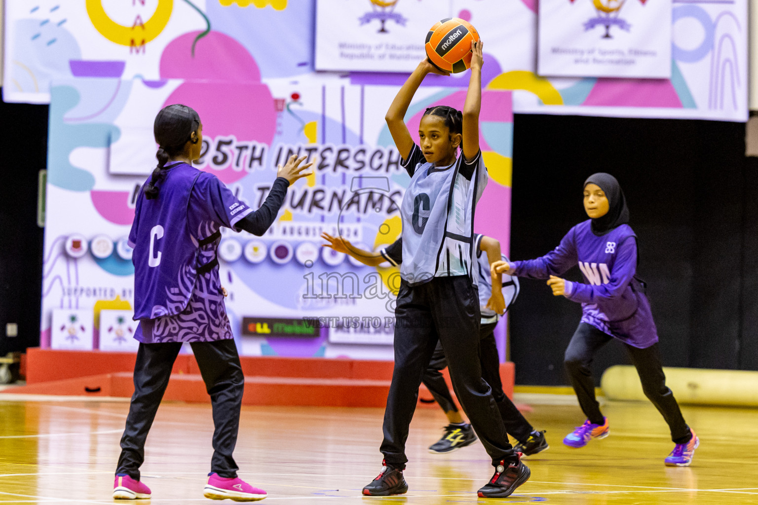 Day 9 of 25th Inter-School Netball Tournament was held in Social Center at Male', Maldives on Monday, 19th August 2024. Photos: Nausham Waheed / images.mv