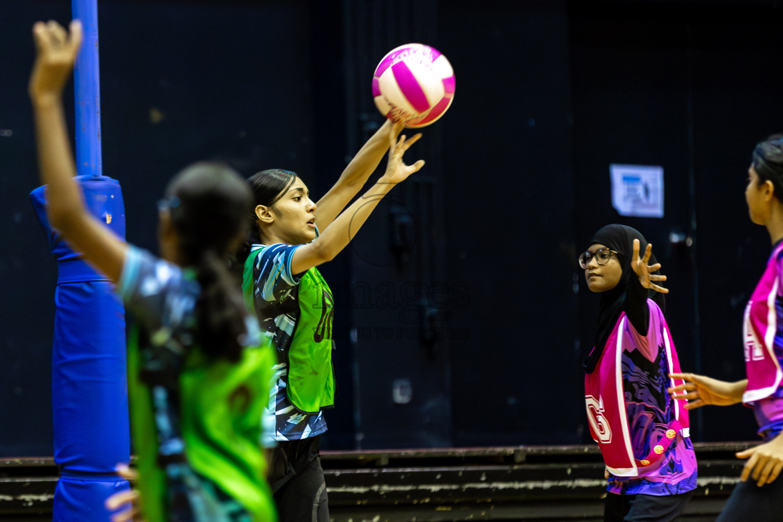 High Fluers vsN Sports Academy in Day 5 of 3rd Netball Junior Championship, held at Social Center on Thursday 23rd January 2025 . Photos: Shuu Abdul Sattar / images.mv