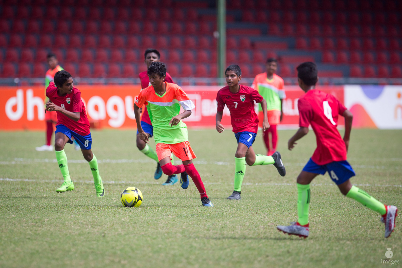 Huravee School vs Ghaazee School in Mamen Inter-School Football Tournament 2019 (U15) on 2nd March 2019, Saturday in Male' Maldives (Images.mv Photo: Suadh Abdul Sattar)