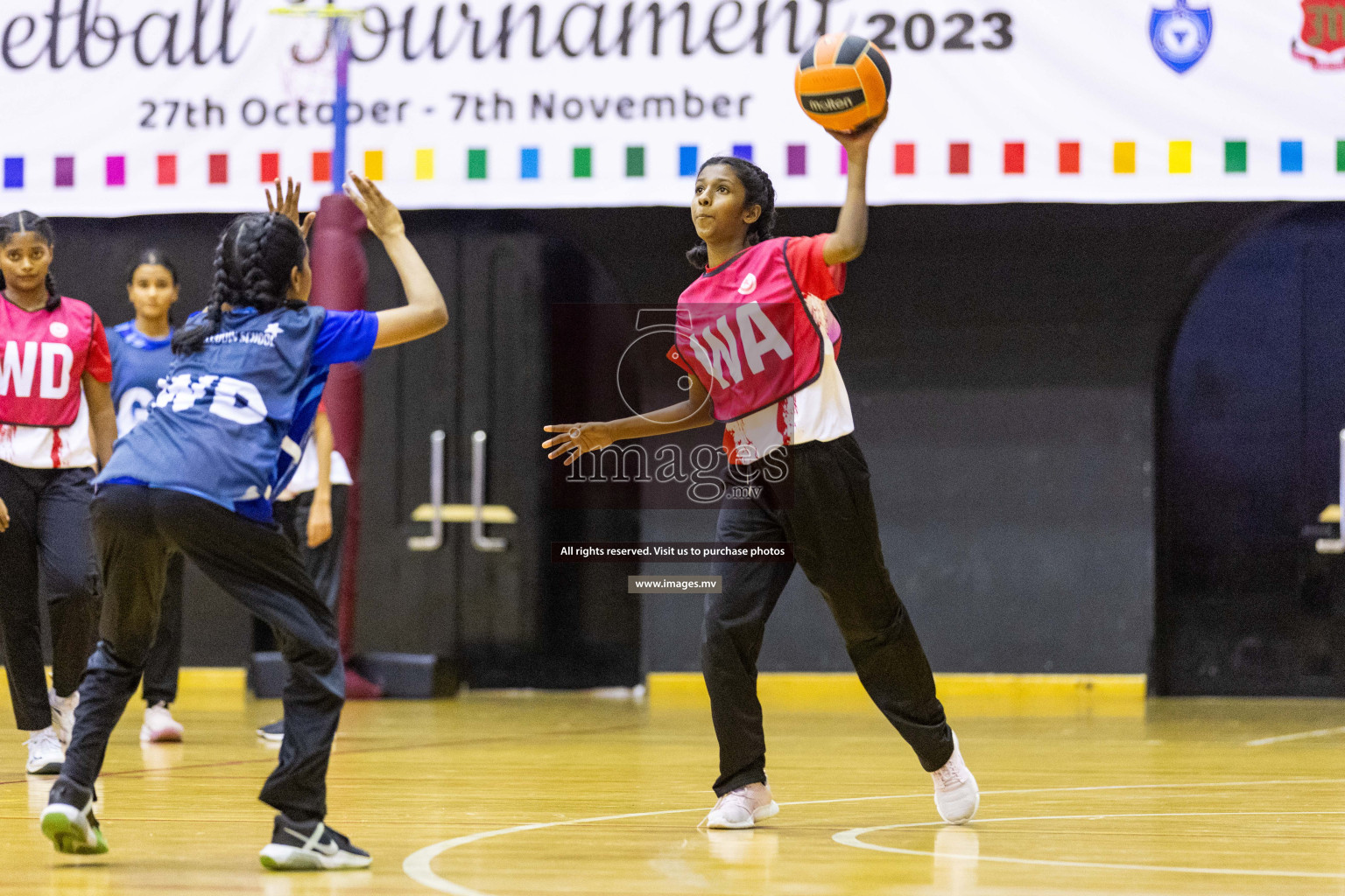 Day 10 of 24th Interschool Netball Tournament 2023 was held in Social Center, Male', Maldives on 5th November 2023. Photos: Nausham Waheed / images.mv