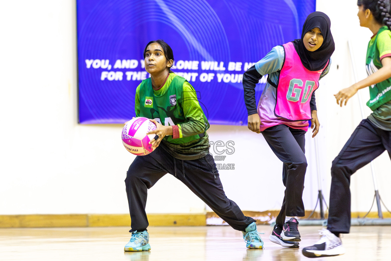 Young Netters B vs Fionti SC in Day 5 of 3rd Netball Junior Championship, held at Social Center on Thursday 23rd January 2025 . Photos: Shuu Abdul Sattar / images.mv