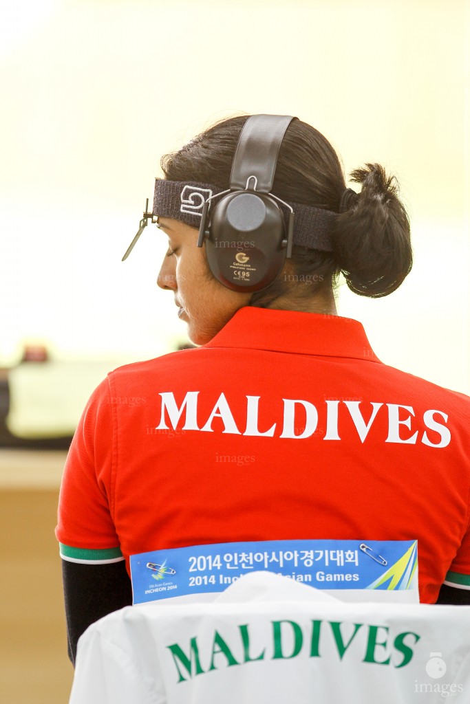 Maldivian shooting team in Asian Games 2014 in Incheon, South Korea (Images.mv Photo/ Hussain Sinan).