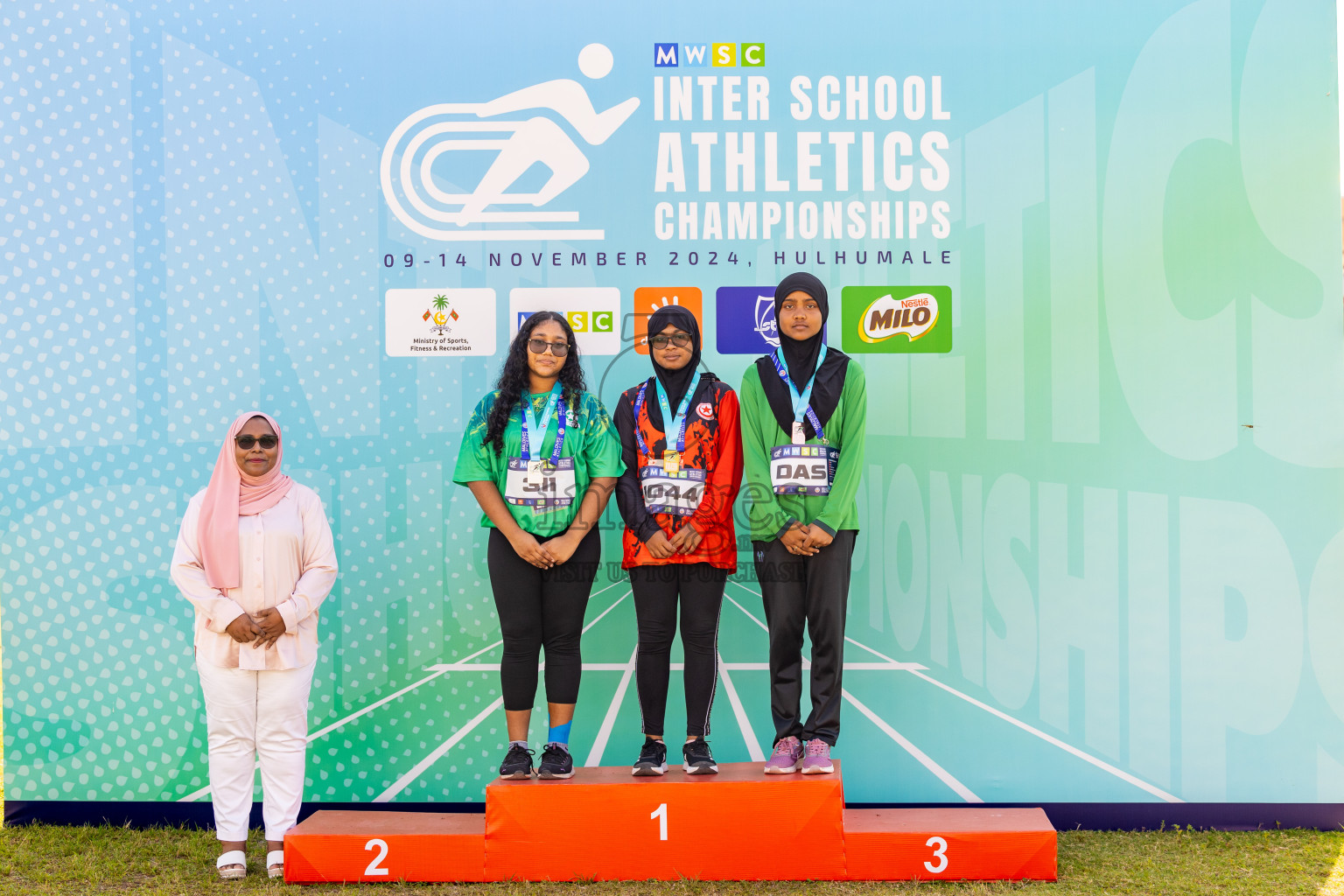 Day 6 of MWSC Interschool Athletics Championships 2024 held in Hulhumale Running Track, Hulhumale, Maldives on Thursday, 14th November 2024. Photos by: Ismail Thoriq / Images.mv