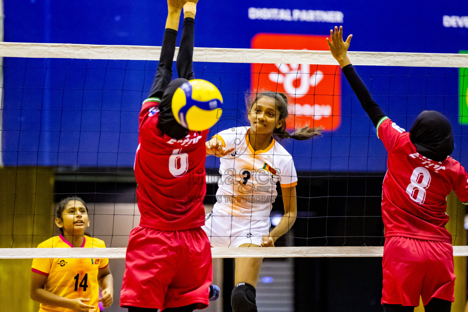 Sri Lanka vs Maldives in Semi Final of CAVA U20 Woman's Volleyball Championship 2024 was held in Social Center, Male', Maldives on 22nd July 2024. Photos: Nausham Waheed / images.mv