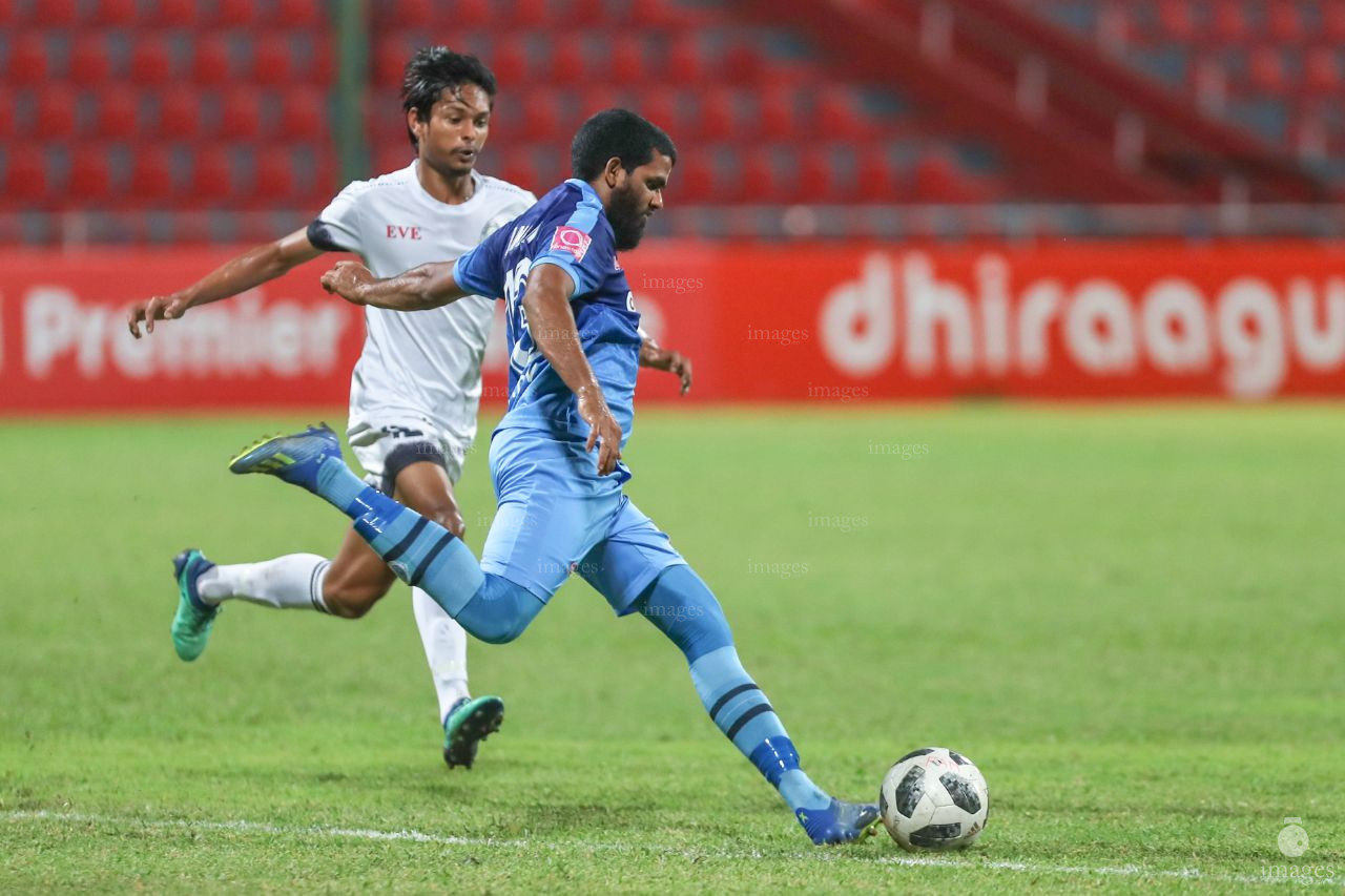 Green Streets vs New Radiant SC in Dhiraagu Dhivehi Premier League 2018 in Male, Maldives, Wednesday, October 17, 2018. (Images.mv Photo/Suadh Abdul Sattar)