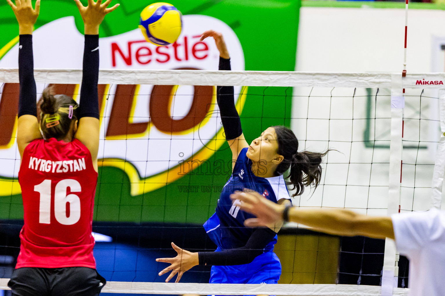 Kyrgyzstan vs Nepal in Semi Final of CAVA U20 Woman's Volleyball Championship 2024 was held in Social Center, Male', Maldives on 22nd July 2024. Photos: Nausham Waheed / images.mv