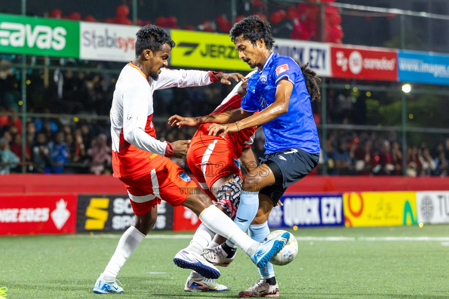 AA Mathiveri vs ADh Mahibadhoo in Zone 4 Final on Day 38 of Golden Futsal Challenge 2025 was held on Wednesday, 12th February 2025 in Hulhumale', Maldives. Photos: Abdulla Abeed / images.mv