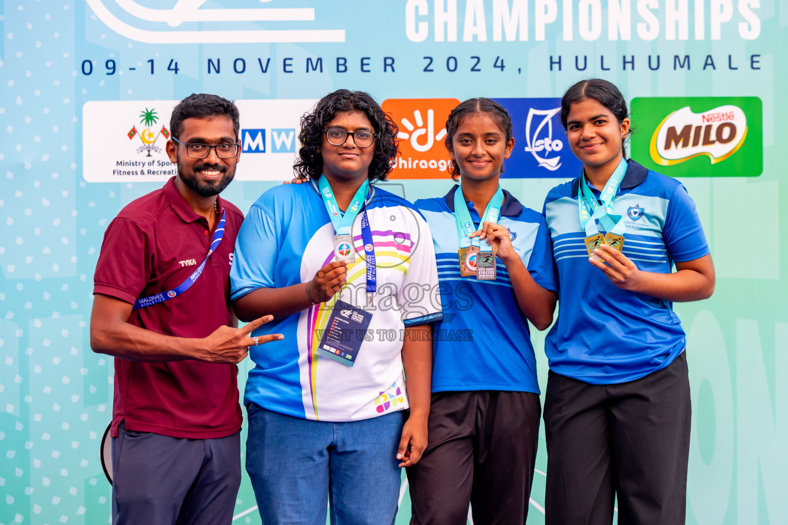 Day 6 of MWSC Interschool Athletics Championships 2024 held in Hulhumale Running Track, Hulhumale, Maldives on Thursday, 14th November 2024. Photos by: Nausham Waheed / Images.mv