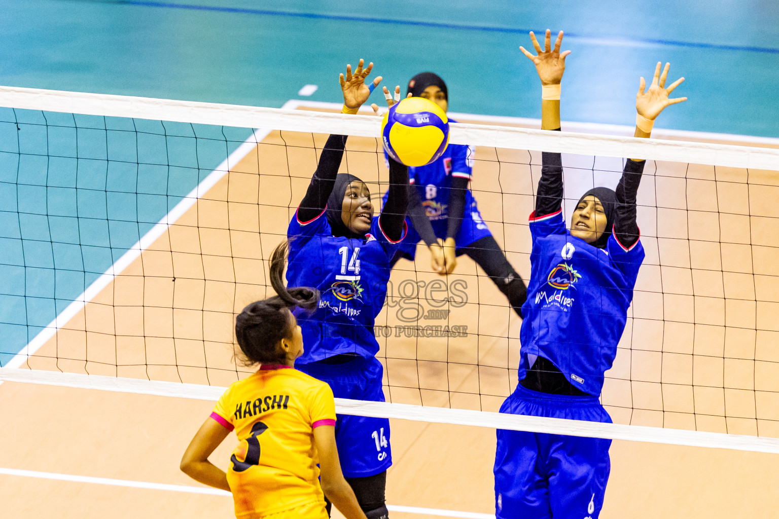 Maldives vs Sri Lanka in Day 2 of CAVA U20 Woman's Volleyball Championship 2024 was held in Social Center, Male', Maldives on 19th July 2024. Photos: Nausham Waheed / images.mv