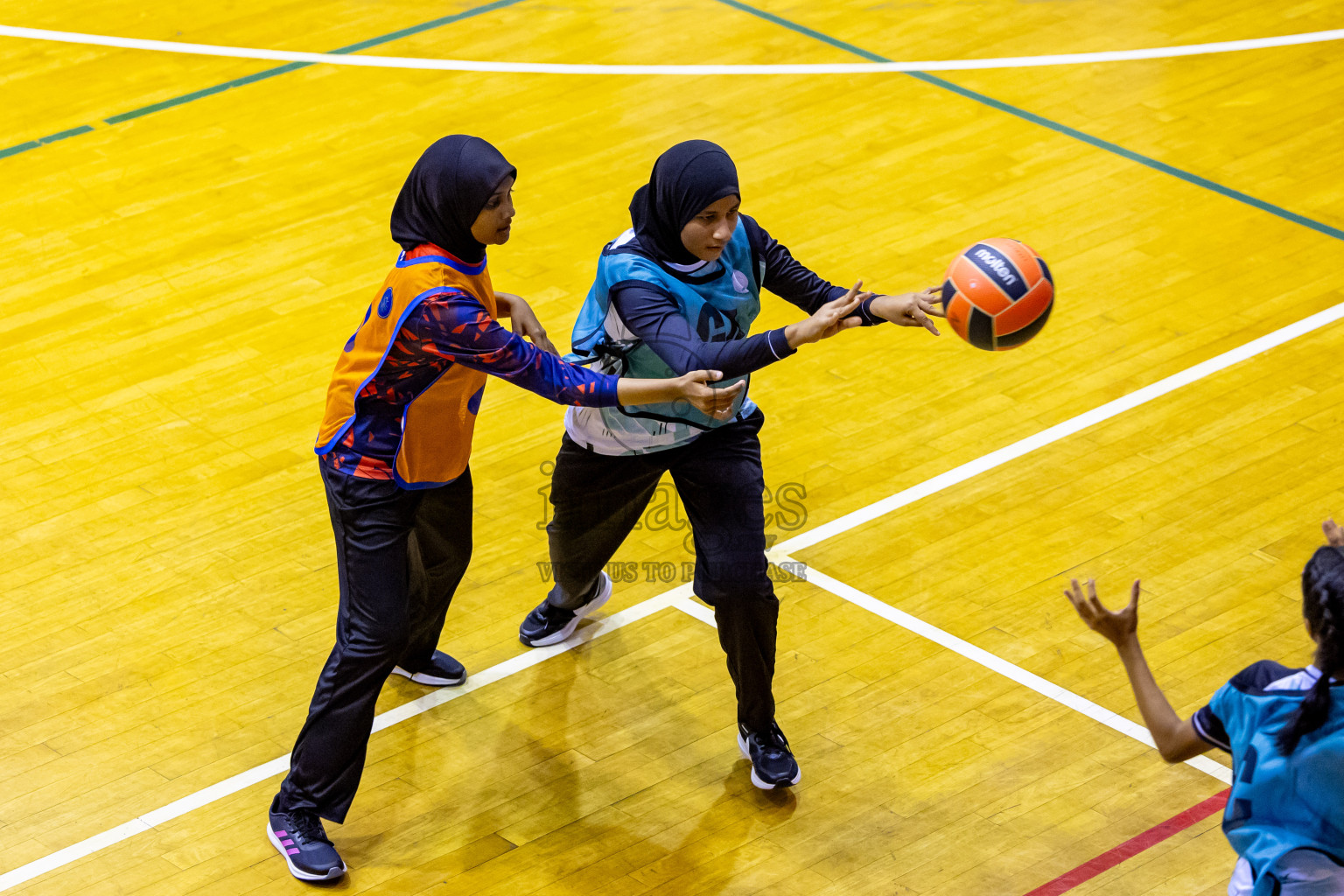 Day 9 of 25th Inter-School Netball Tournament was held in Social Center at Male', Maldives on Monday, 19th August 2024. Photos: Nausham Waheed / images.mv