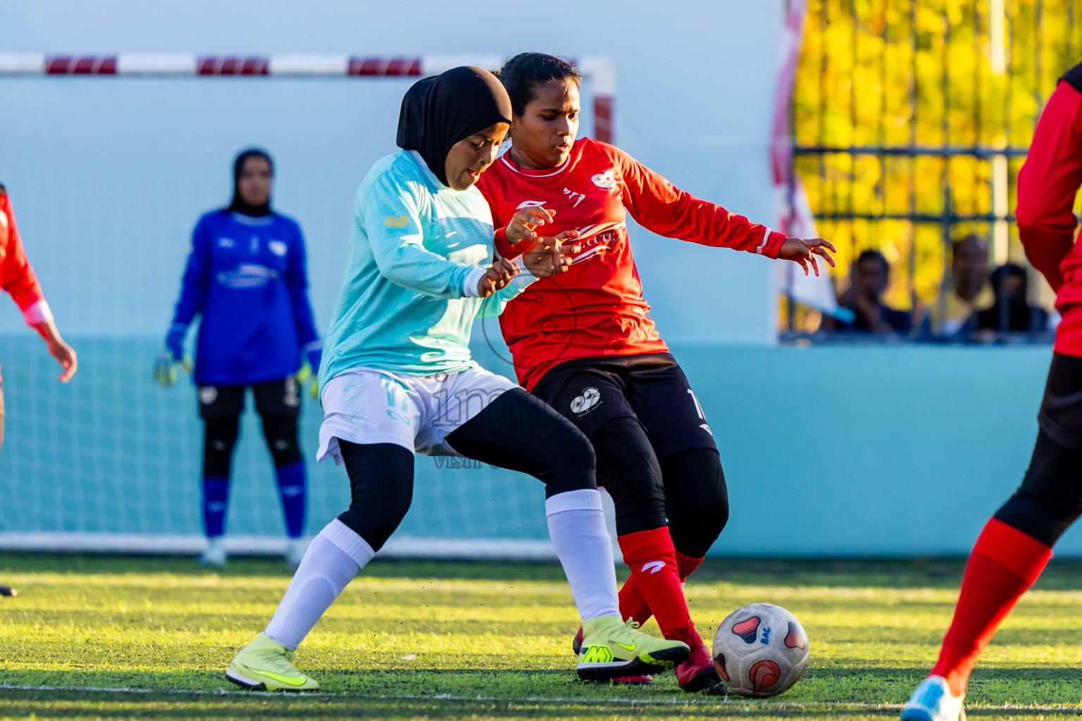 Dhonfan vs Goidhoo in Day 3 of Better in Baa Futsal Fiesta 2025 Woman's division held in B. Eydhafushi, Maldives on Friday, 7th November 2025. Photos: Nausham Waheed / images.mv