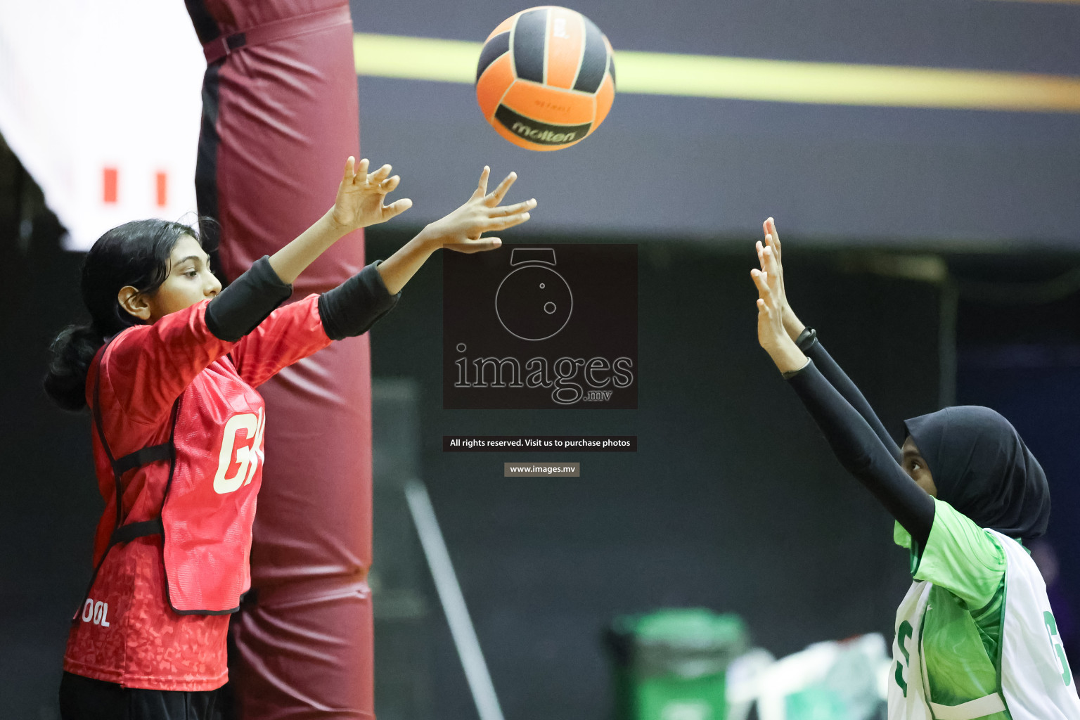 Day 9 of 24th Interschool Netball Tournament 2023 was held in Social Center, Male', Maldives on 4th November 2023. Photos: Hassan Simah / images.mv