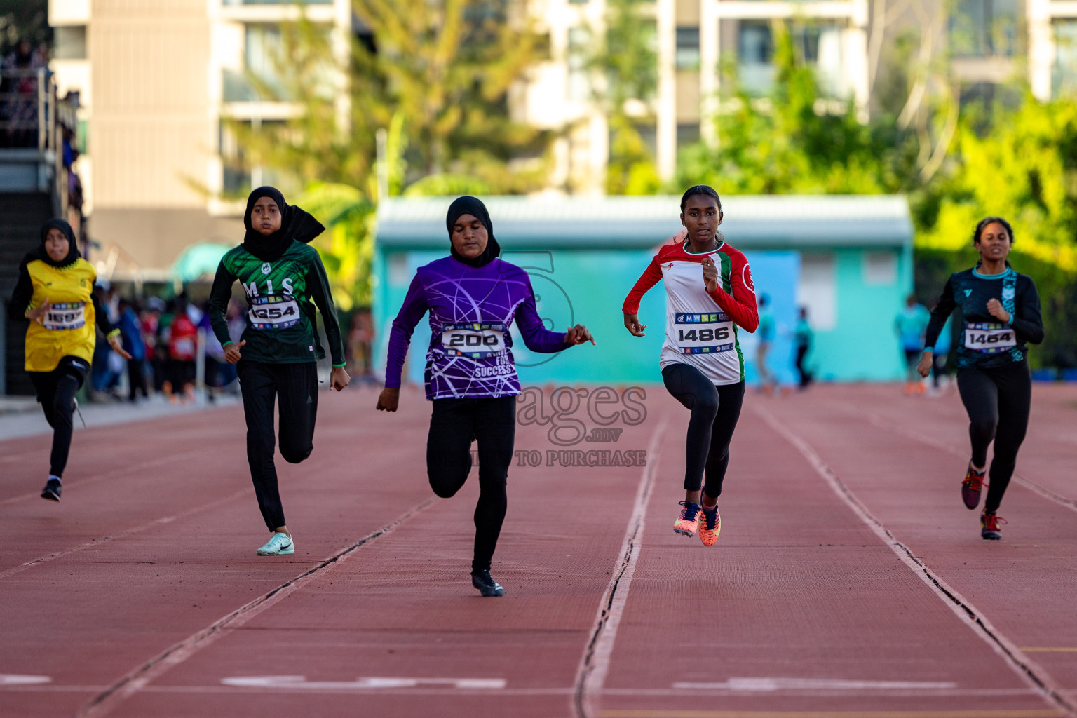 Day 1 of MWSC Interschool Athletics Championships 2024 held in Hulhumale Running Track, Hulhumale, Maldives on Saturday, 9th November 2024. 
Photos by: Hassan Simah / Images.mv