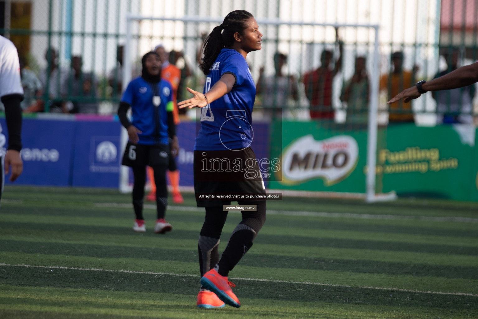 Maldives Ports Limited vs Dhivehi Sifainge Club in the semi finals of 18/30 Women's Futsal Fiesta 2019 on 27th April 2019, held in Hulhumale Photos: Hassan Simah / images.mv