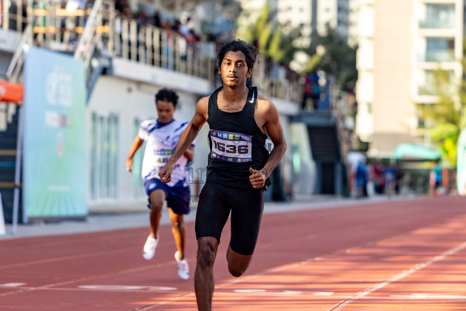 Day 1 of MWSC Interschool Athletics Championships 2024 held in Hulhumale Running Track, Hulhumale, Maldives on Saturday, 9th November 2024. 
Photos by: Hassan Simah / Images.mv