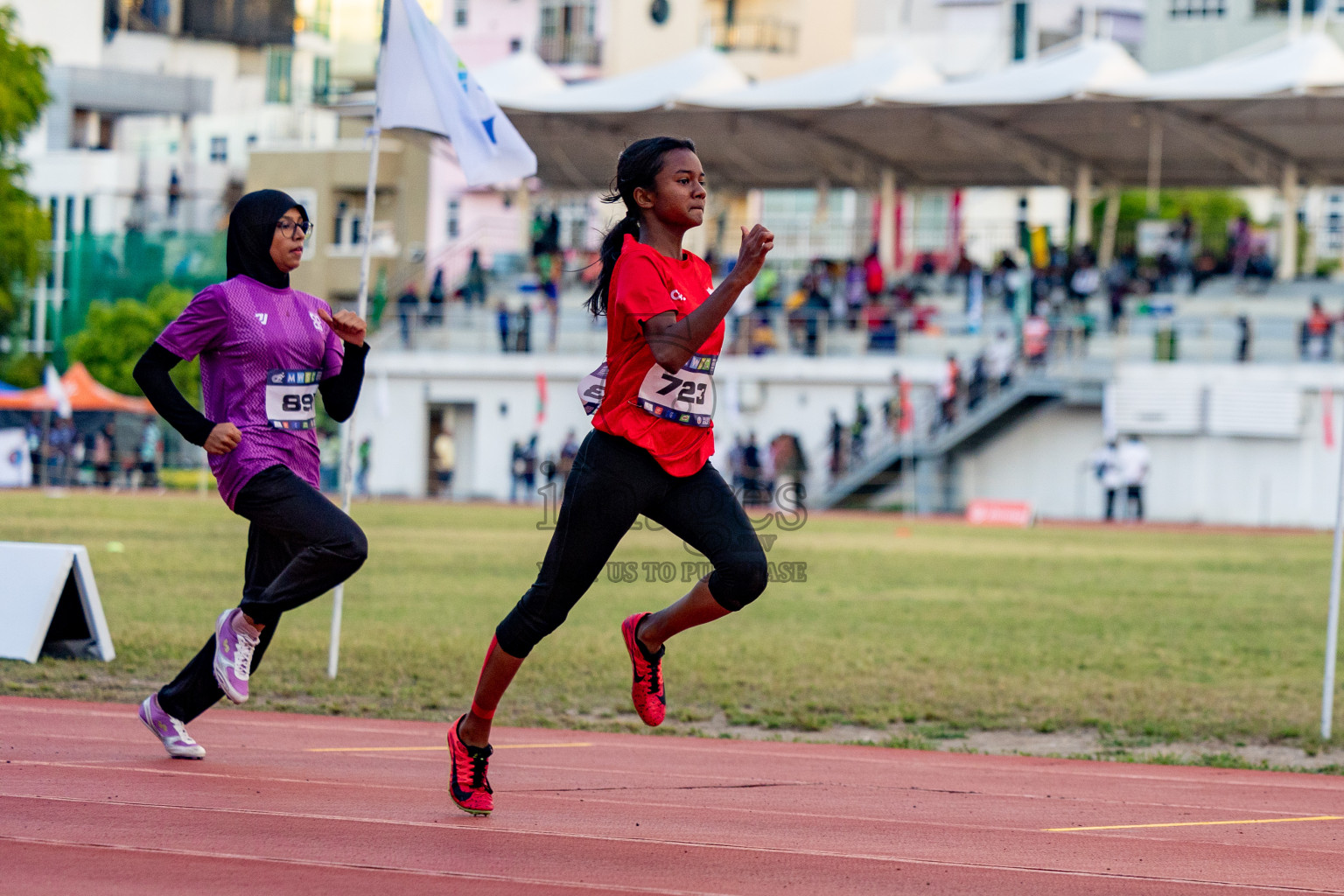 Day 1 of MWSC Interschool Athletics Championships 2024 held in Hulhumale Running Track, Hulhumale, Maldives on Saturday, 9th November 2024. 
Photos by: Hassan Simah / Images.mv