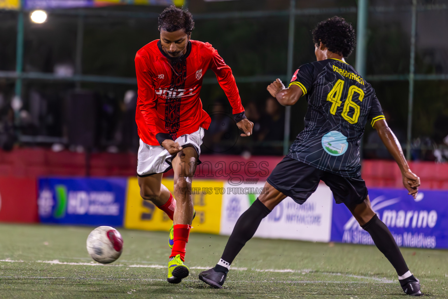 L Maamendhoo vs L Hithadhoo in Day 20 of Golden Futsal Challenge 2024 was held on Saturday , 3rd February 2024 in Hulhumale', Maldives Photos: Ismail Thoriq / images.mv