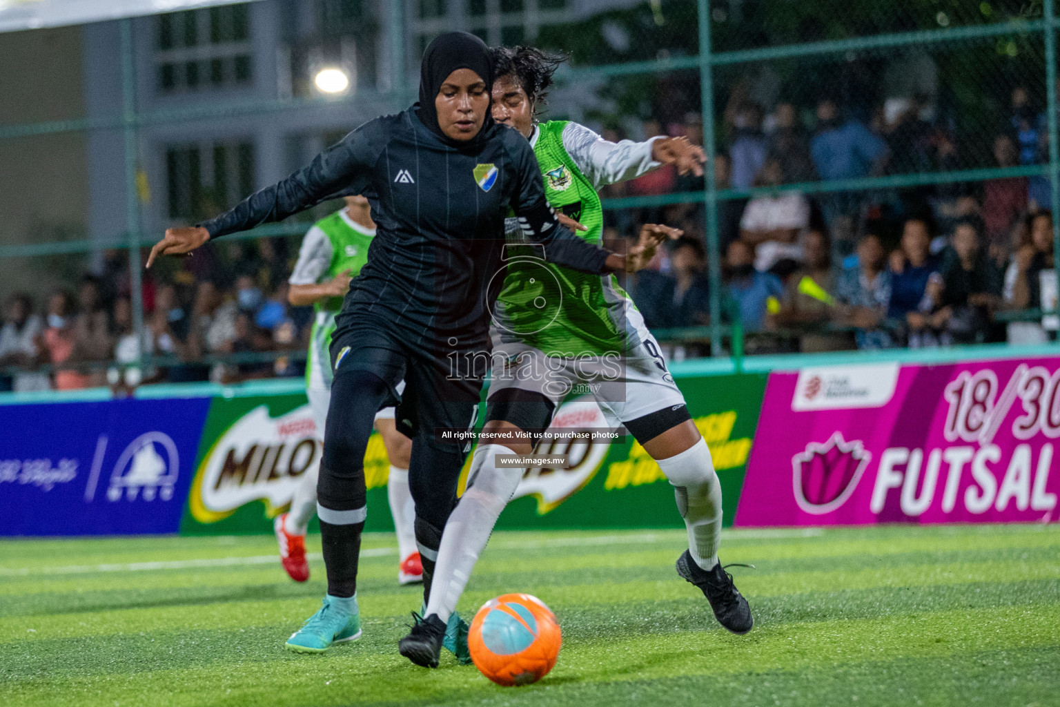 Club WAMCO vs DSC in the Semi Finals of 18/30 Women's Futsal Fiesta 2021 held in Hulhumale, Maldives on 14th December 2021. Photos: Ismail Thoriq / images.mv