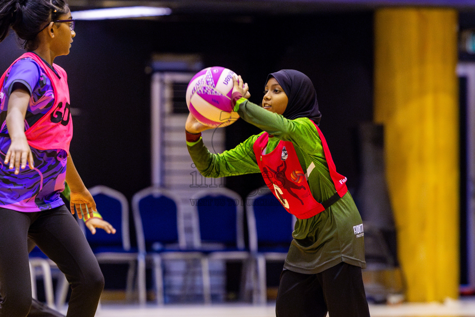 N Sports Academy B vs Fiontti Sports Club U11 Finals of 3rd Netball Junior Championship, held at Social Center on Saturday, 25th January 2025 . Photos: Nausham Waheed / images.mv