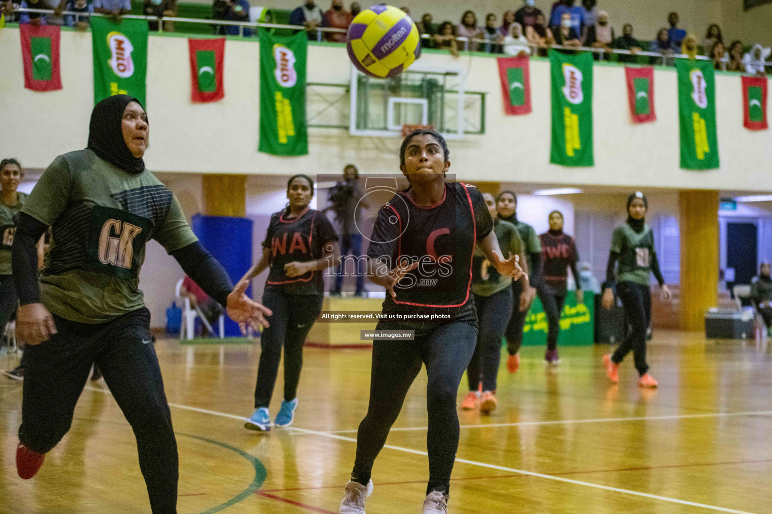 Kulhudhuffushi Youth & R.C vs Club Green Streets in the Finals of Milo National Netball Tournament 2021 (Women's) held on 5th December 2021 in Male', Maldives Photos: Ismail Thoriq / images.mv