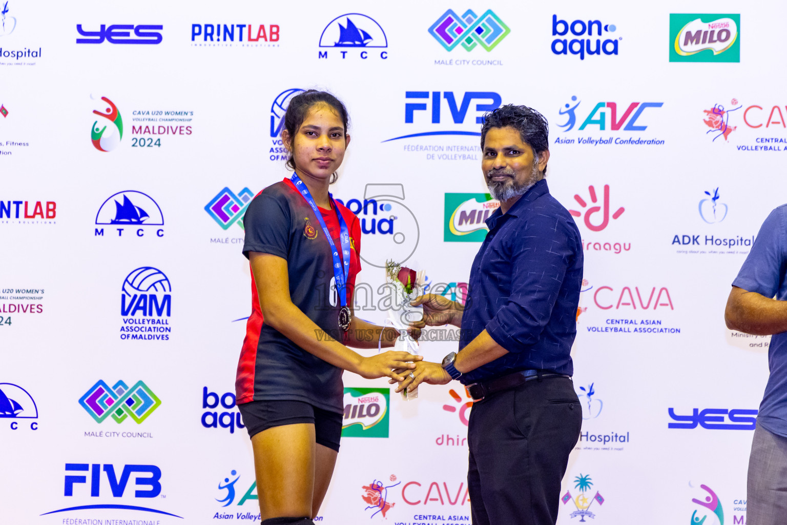 Kyrgyzstan vs Sri Lanka in Final of CAVA U20 Woman's Volleyball Championship 2024 was held in Social Center, Male', Maldives on 23rd July 2024. Photos: Nausham Waheed / images.mv