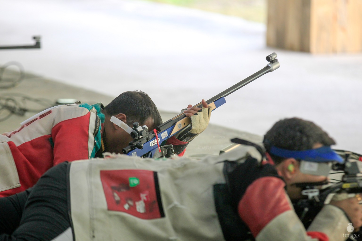Maldivian shooter Fayaz in the 100m rifle event in the South Asian Games in Guwahati, India, Thursday, February. 11, 2016. (Images.mv Photo/ Hussain Sinan).