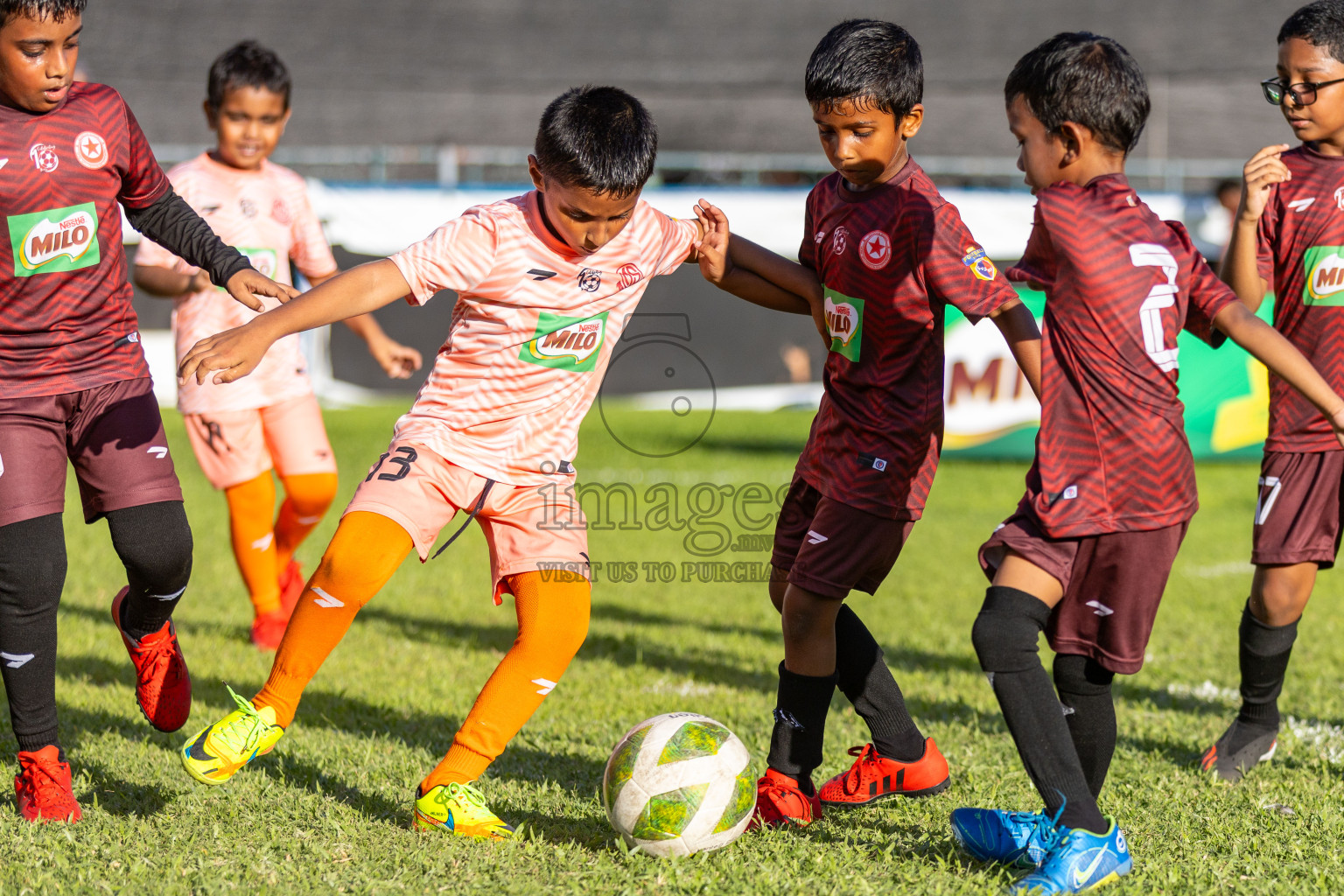 Day 1 of MILO Kids Football Fiesta was held at National Stadium in Male', Maldives on Friday, 23rd February 2024. Photos: Hassan Simah / images.mv