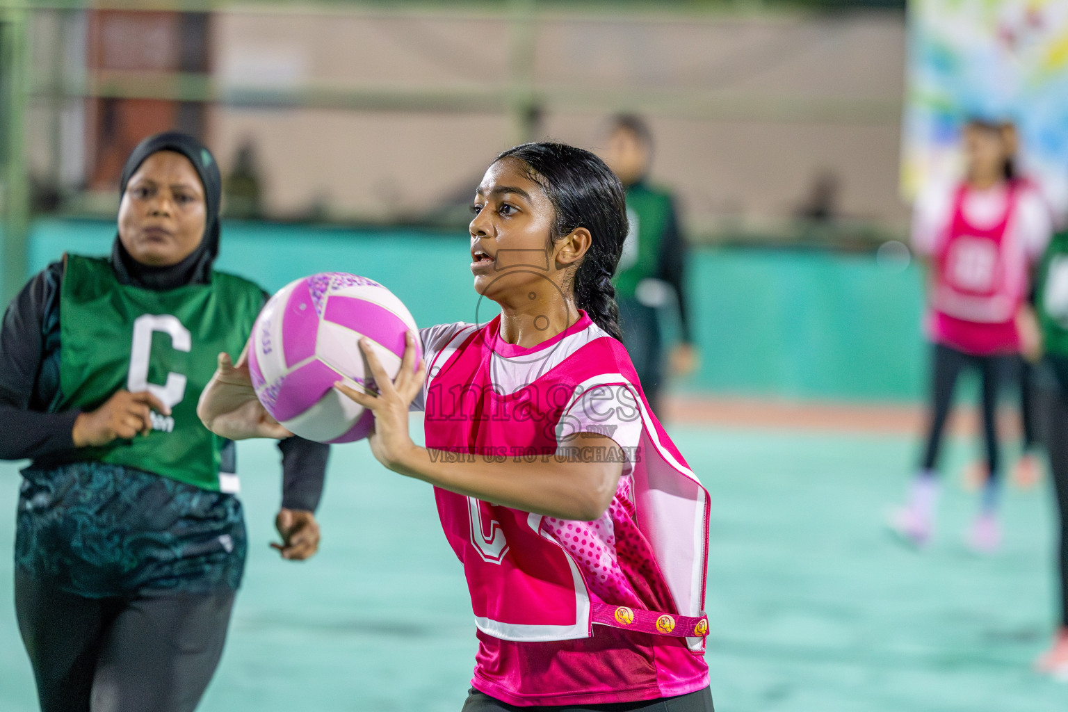 Xenith Sports Club vs N Sports Academy in Division 2 of National Netball Tournament 2025 held in Ekuveni Netball Court at Male', Maldives on Friday, 23rd May 2025. Photos: Mohamed Mahfooz Moosa / images.mv