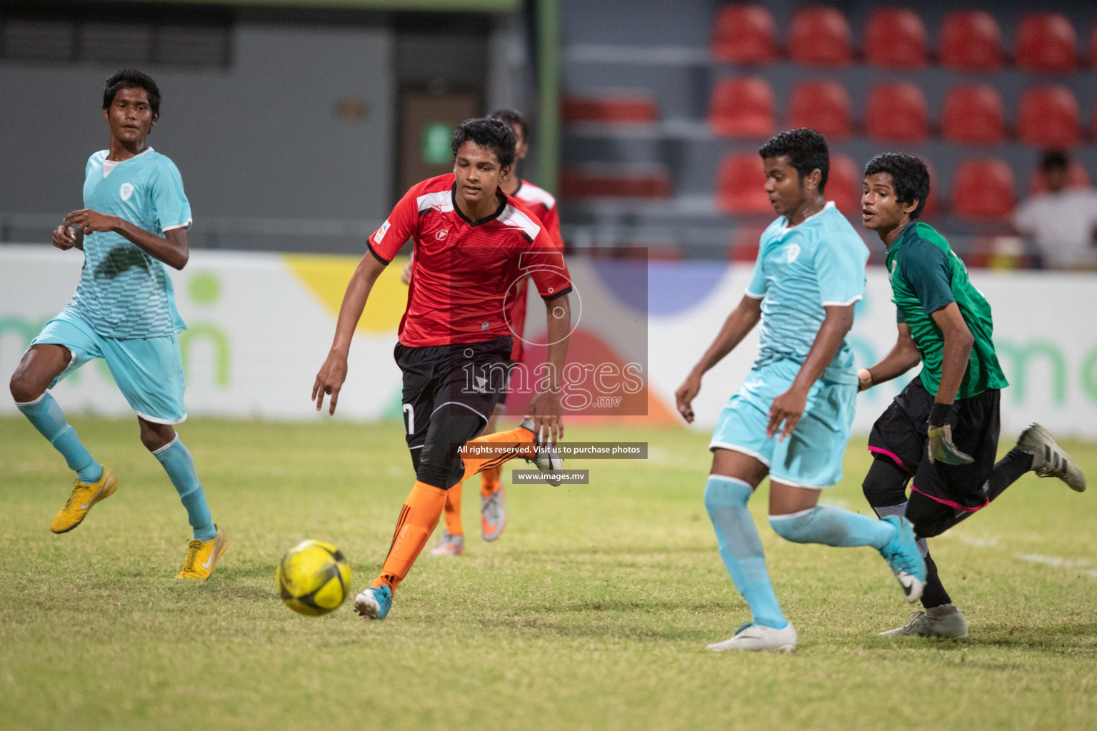 Rehendhi School vs Ghaazee School in MAMEN Inter School Football Tournament 2019 (U18) in Male, Maldives on 1st April 2019, Photos: Hassan Simah & Shadhin Jameel / images.mv