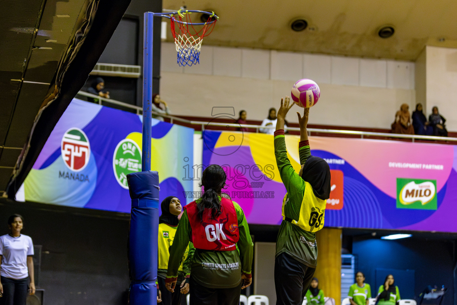 Fiontti Sports Academy vs Fionrri Academy A (U13) in Day 3 of 3rd Netball Junior Championship, held at Social Center on Tuesday, 21st January 2025 . 
Photos: Hassan Simah / images.mv