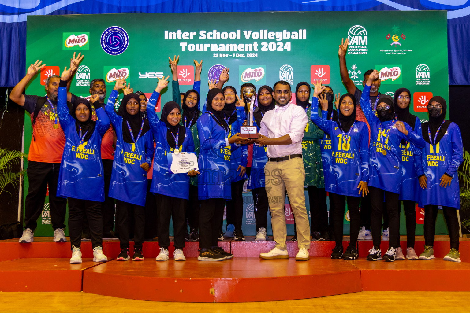 Finals of Interschool Volleyball Tournament 2024 was held in Social Center at Male', Maldives on Friday, 6th December 2024. Photos: Nausham Waheed / images.mv